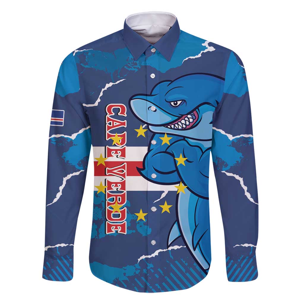 Custom Cape Verde Football Family Matching Off Shoulder Maxi Dress and Hawaiian Shirt Go Blue Sharks - Mascot Version - Wonder Print Shop