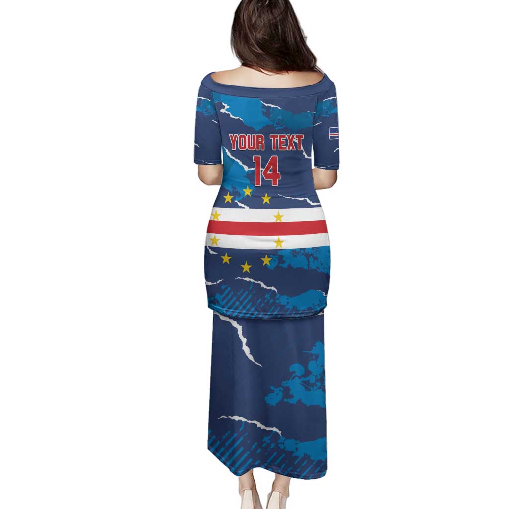 Custom Cape Verde Football Family Matching Puletasi and Hawaiian Shirt Go Blue Sharks - Mascot Version - Wonder Print Shop