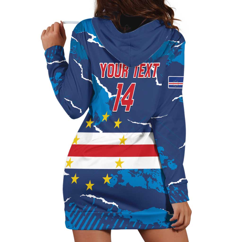 Custom Cape Verde Football Hoodie Dress Go Blue Sharks - Mascot Version - Wonder Print Shop