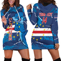 Custom Cape Verde Football Hoodie Dress Go Blue Sharks - Mascot Version - Wonder Print Shop