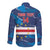 Custom Cape Verde Football Long Sleeve Button Shirt Go Blue Sharks - Mascot Version - Wonder Print Shop