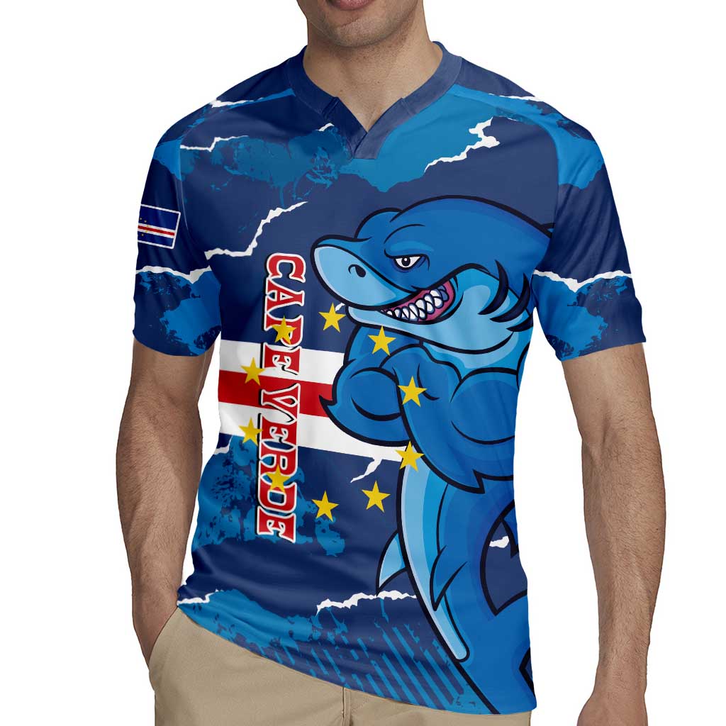 Custom Cape Verde Football Rugby Jersey Go Blue Sharks - Mascot Version - Wonder Print Shop
