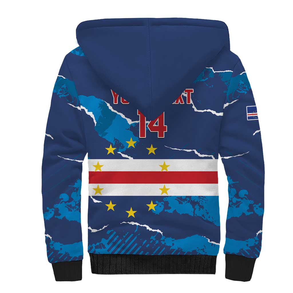 Custom Cape Verde Football Sherpa Hoodie Go Blue Sharks - Mascot Version - Wonder Print Shop