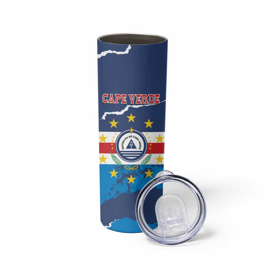 Custom Cape Verde Football Skinny Tumbler Go Blue Sharks - Mascot Version - Wonder Print Shop