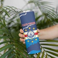 Custom Cape Verde Football Skinny Tumbler Go Blue Sharks - Mascot Version - Wonder Print Shop