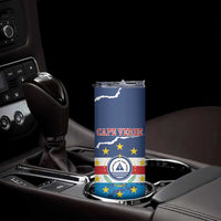 Custom Cape Verde Football Skinny Tumbler Go Blue Sharks - Mascot Version - Wonder Print Shop