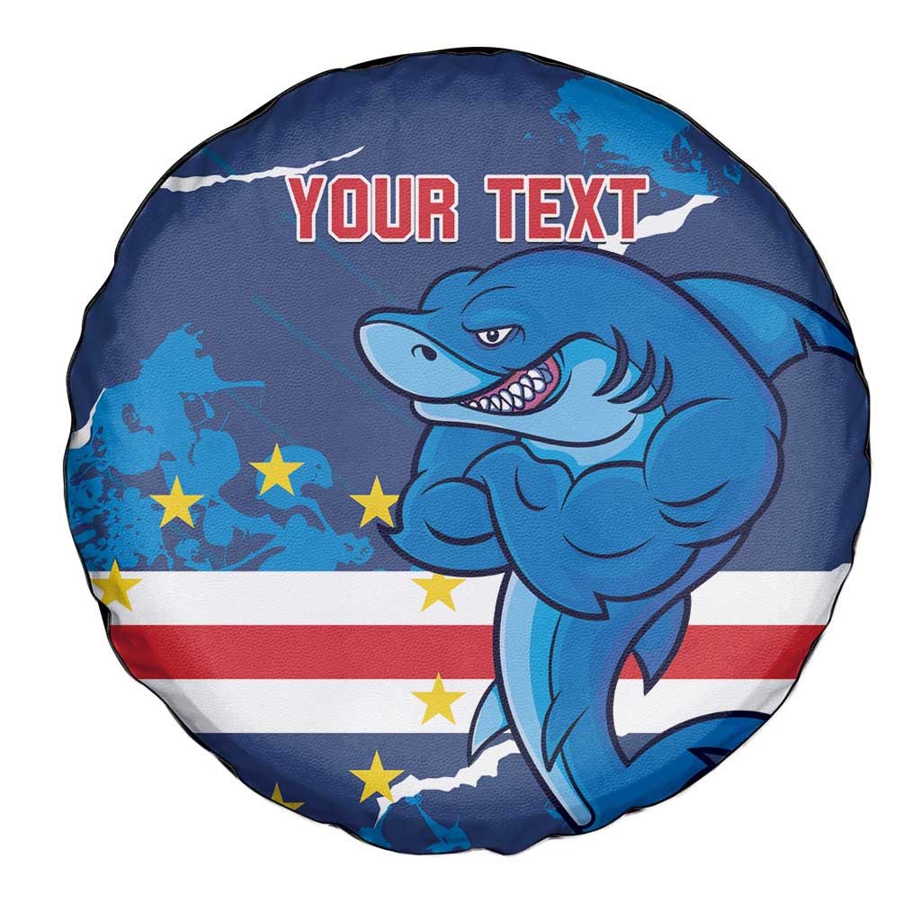 Custom Cape Verde Football Spare Tire Cover Go Blue Sharks - Mascot Version - Wonder Print Shop