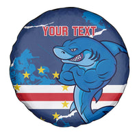 Custom Cape Verde Football Spare Tire Cover Go Blue Sharks - Mascot Version - Wonder Print Shop