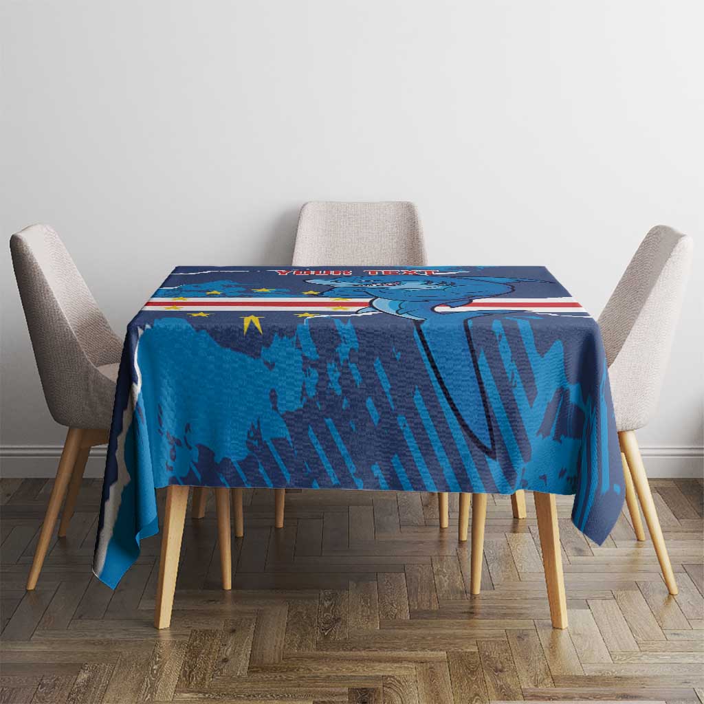 Custom Cape Verde Football Tablecloth Go Blue Sharks - Mascot Version - Wonder Print Shop