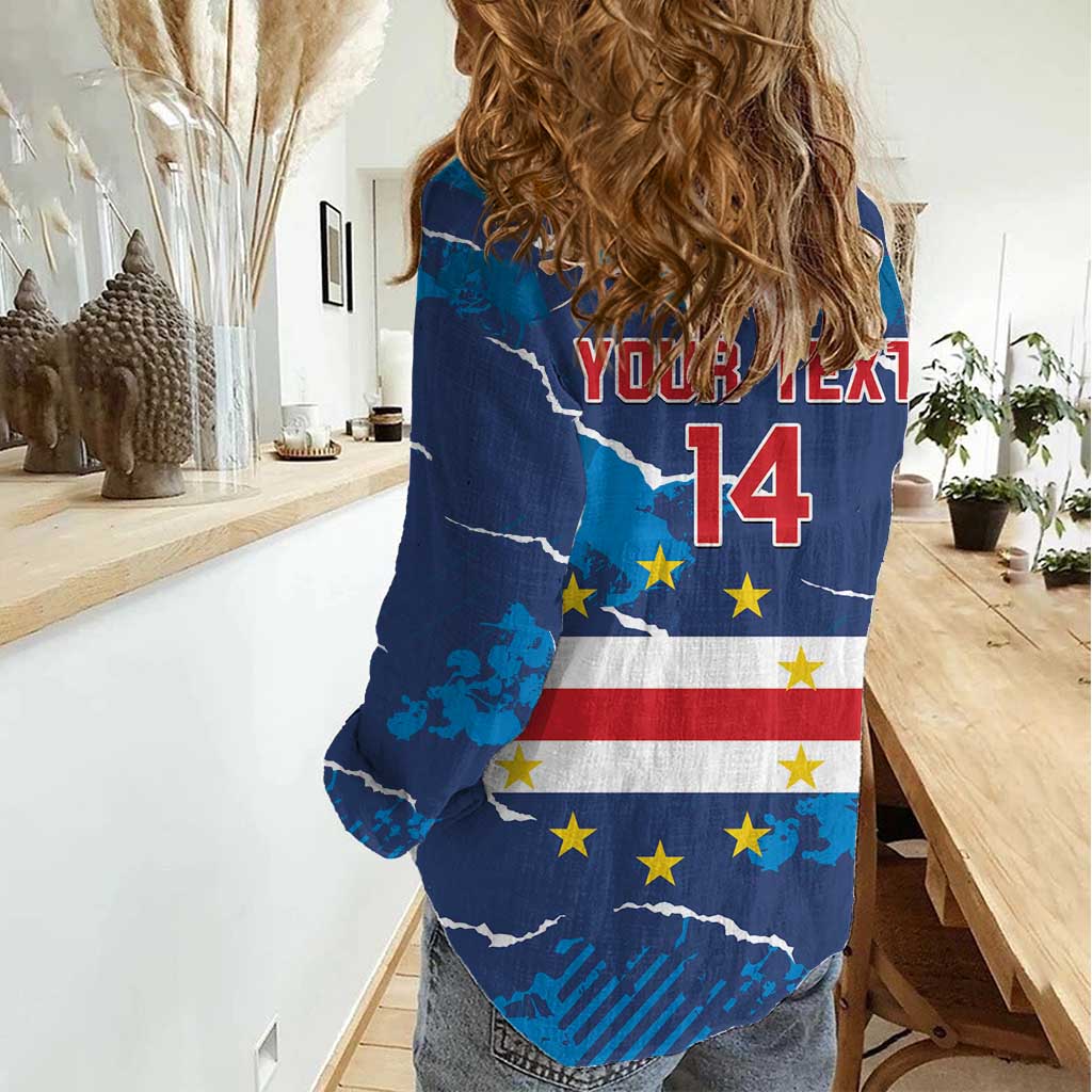 Custom Cape Verde Football Women Casual Shirt Go Blue Sharks - Mascot Version - Wonder Print Shop