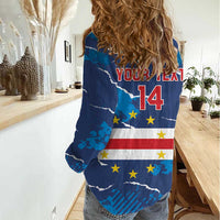 Custom Cape Verde Football Women Casual Shirt Go Blue Sharks - Mascot Version - Wonder Print Shop