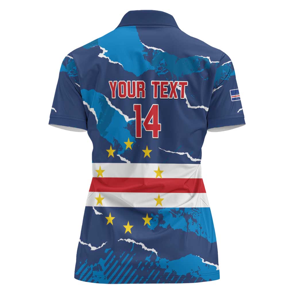 Custom Cape Verde Football Women Polo Shirt Go Blue Sharks - Mascot Version - Wonder Print Shop