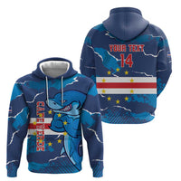 Custom Cape Verde Football Zip Hoodie Go Blue Sharks - Mascot Version - Wonder Print Shop