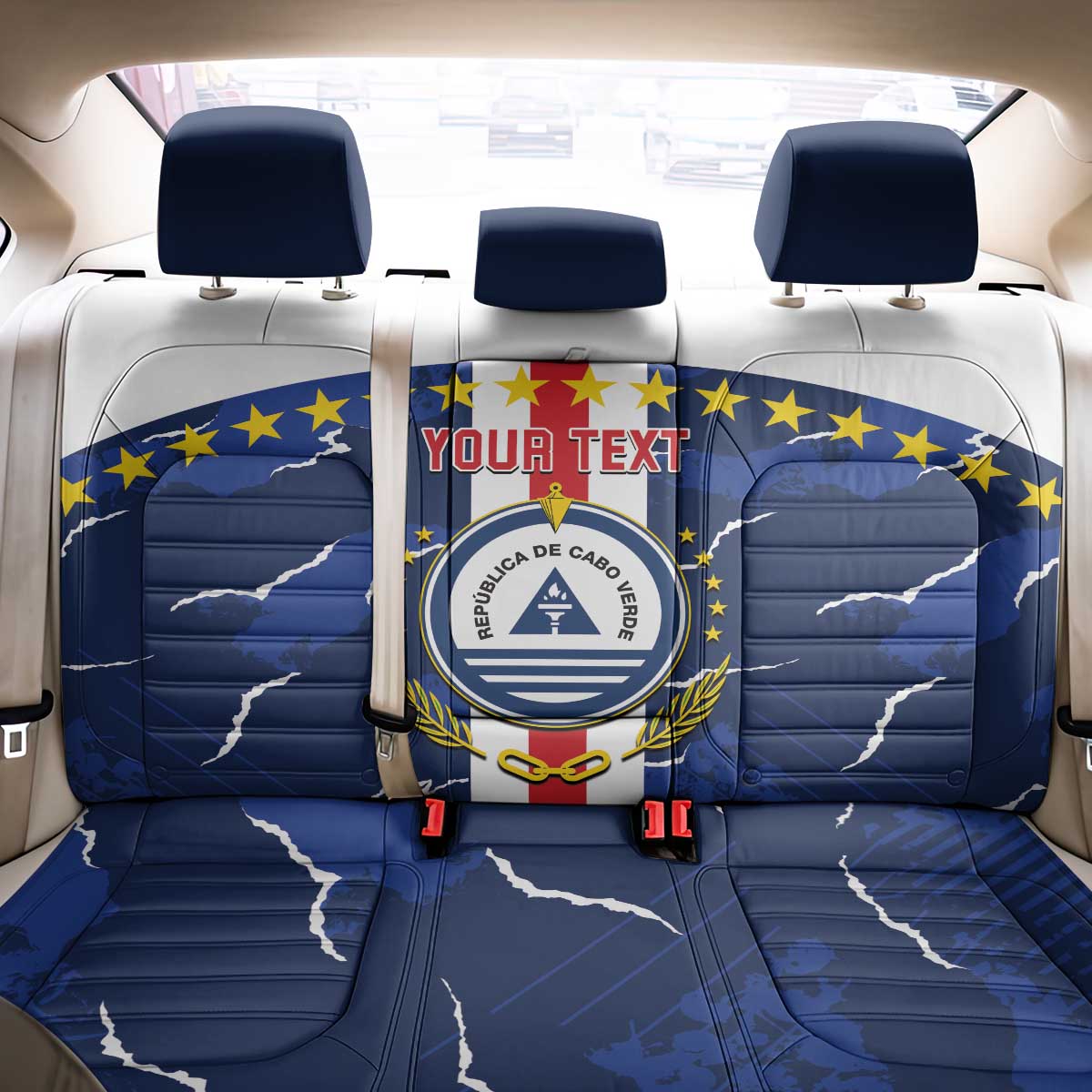 Custom Cape Verde Football Back Car Seat Cover Go Blue Sharks - Sporty Version - Wonder Print Shop