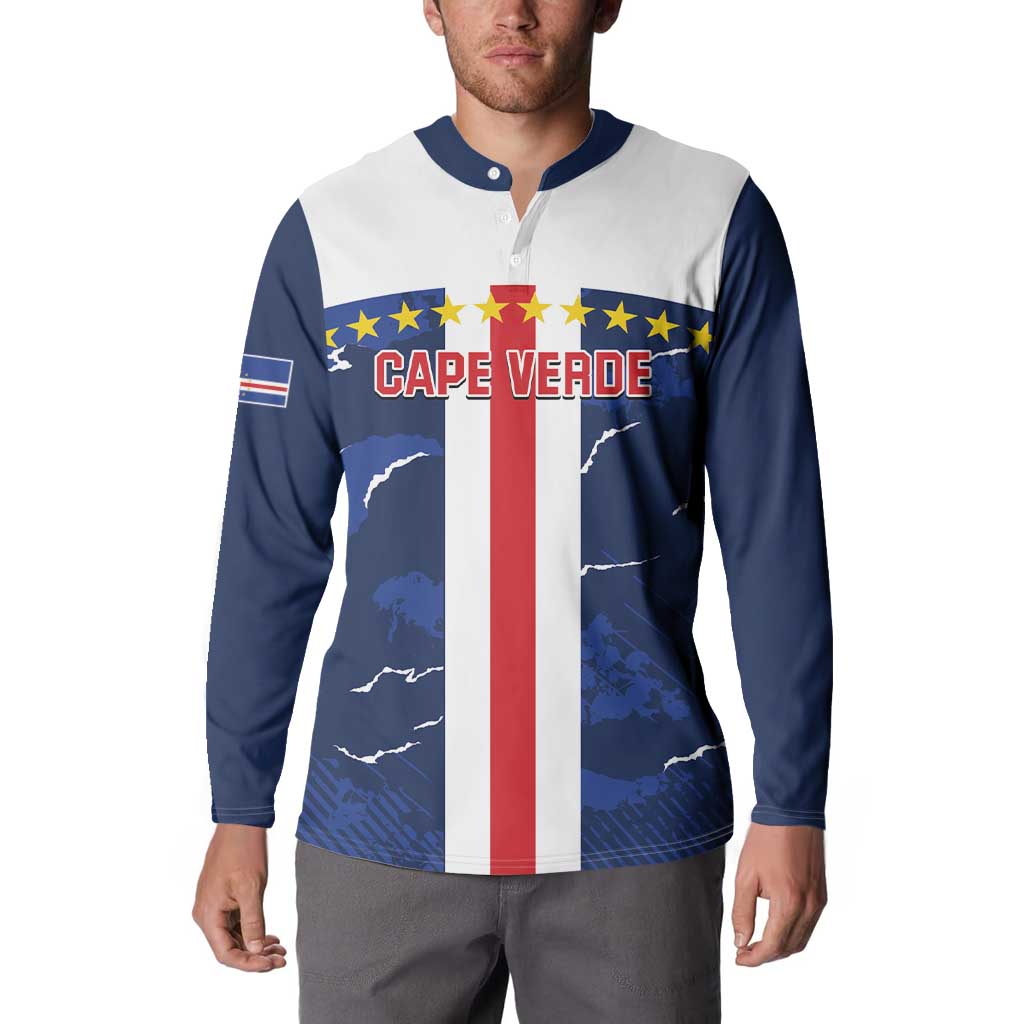 Custom Cape Verde Football Button Sweatshirt Go Blue Sharks - Sporty Version - Wonder Print Shop