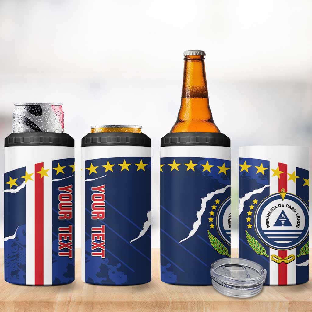 Custom Cape Verde Football 4 in 1 Can Cooler Tumbler Go Blue Sharks - Sporty Version - Wonder Print Shop