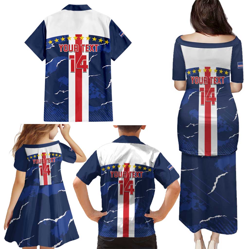 Custom Cape Verde Football Family Matching Puletasi and Hawaiian Shirt Go Blue Sharks - Sporty Version - Wonder Print Shop