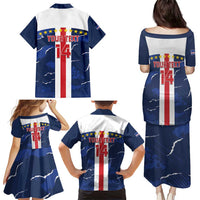 Custom Cape Verde Football Family Matching Puletasi and Hawaiian Shirt Go Blue Sharks - Sporty Version - Wonder Print Shop