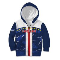 Custom Cape Verde Football Kid Hoodie Go Blue Sharks - Sporty Version - Wonder Print Shop