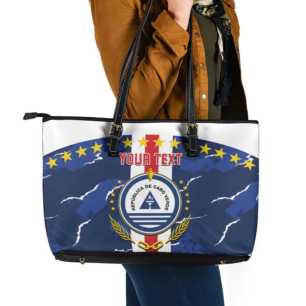 Custom Cape Verde Football Leather Tote Bag Go Blue Sharks - Sporty Version - Wonder Print Shop