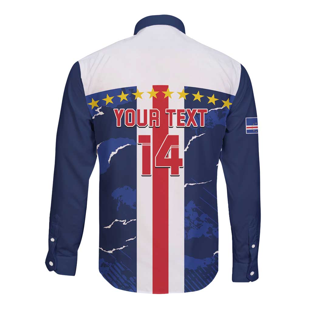 Custom Cape Verde Football Long Sleeve Button Shirt Go Blue Sharks - Sporty Version - Wonder Print Shop