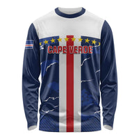 Custom Cape Verde Football Long Sleeve Shirt Go Blue Sharks - Sporty Version - Wonder Print Shop