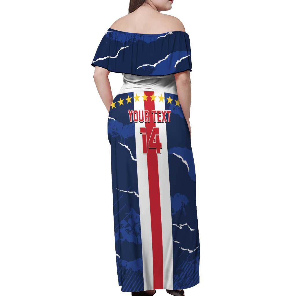 Custom Cape Verde Football Off Shoulder Maxi Dress Go Blue Sharks - Sporty Version - Wonder Print Shop