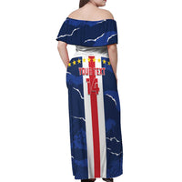 Custom Cape Verde Football Off Shoulder Maxi Dress Go Blue Sharks - Sporty Version - Wonder Print Shop