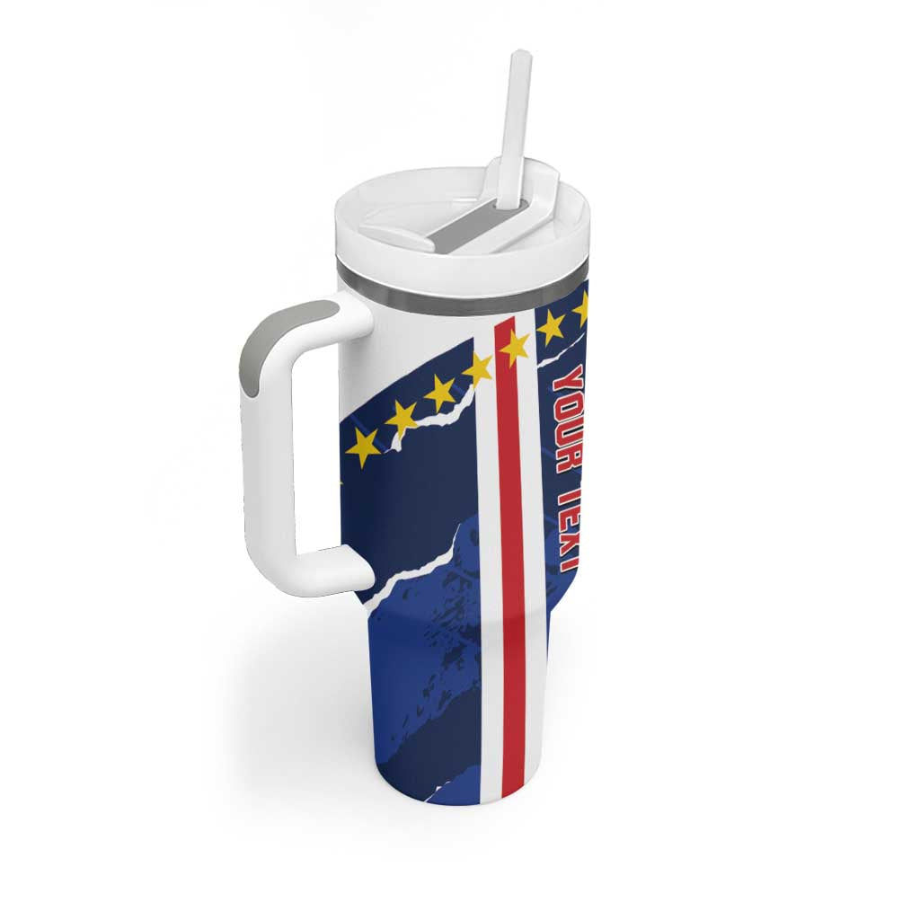 Custom Cape Verde Football Tumbler With Handle Go Blue Sharks - Sporty Version - Wonder Print Shop