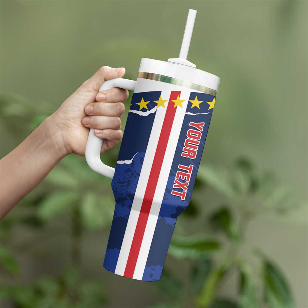 Custom Cape Verde Football Tumbler With Handle Go Blue Sharks - Sporty Version - Wonder Print Shop