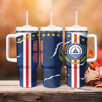 Custom Cape Verde Football Tumbler With Handle Go Blue Sharks - Sporty Version - Wonder Print Shop