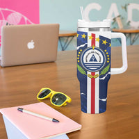 Custom Cape Verde Football Tumbler With Handle Go Blue Sharks - Sporty Version - Wonder Print Shop