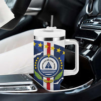 Custom Cape Verde Football Tumbler With Handle Go Blue Sharks - Sporty Version - Wonder Print Shop