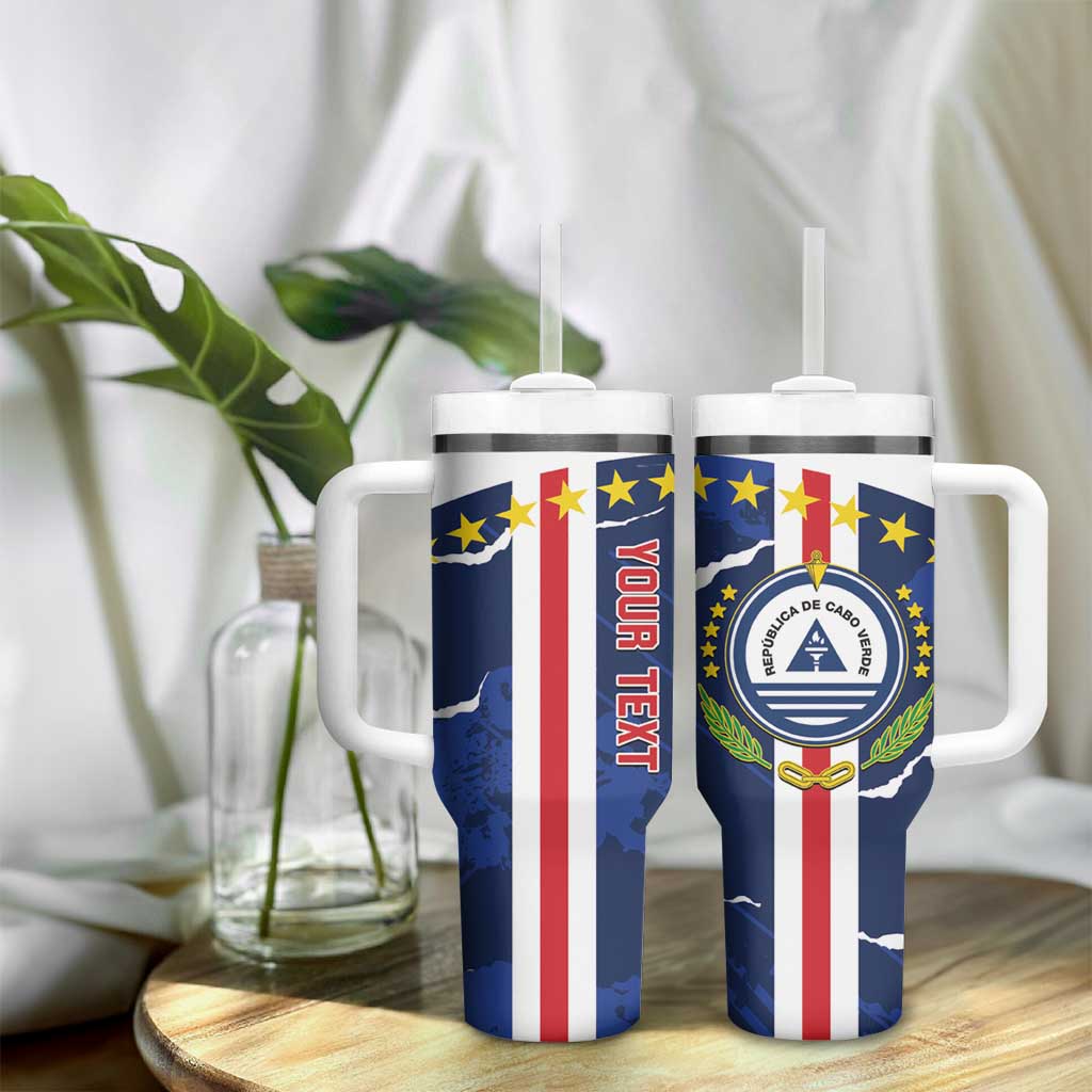 Custom Cape Verde Football Tumbler With Handle Go Blue Sharks - Sporty Version - Wonder Print Shop
