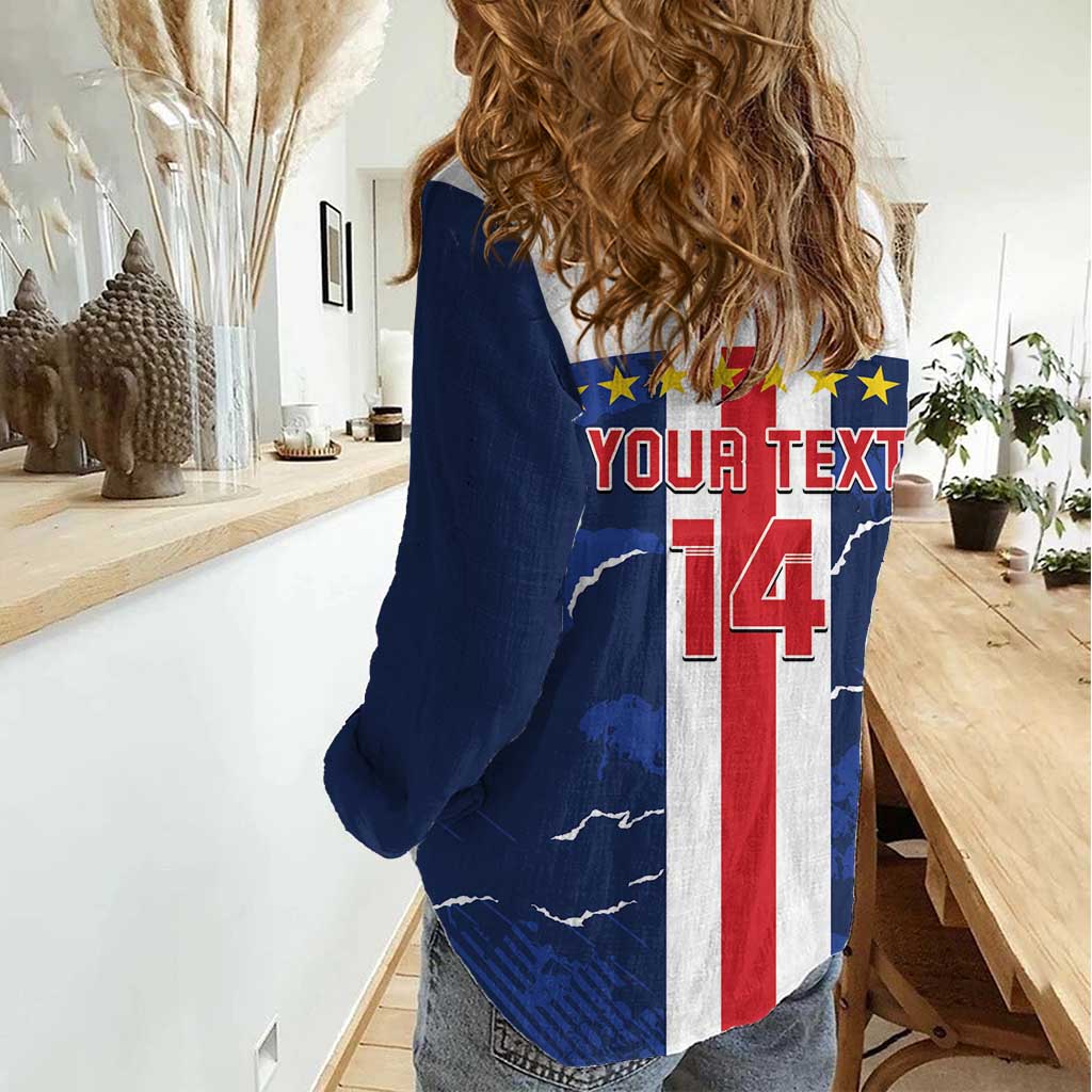 Custom Cape Verde Football Women Casual Shirt Go Blue Sharks - Sporty Version - Wonder Print Shop