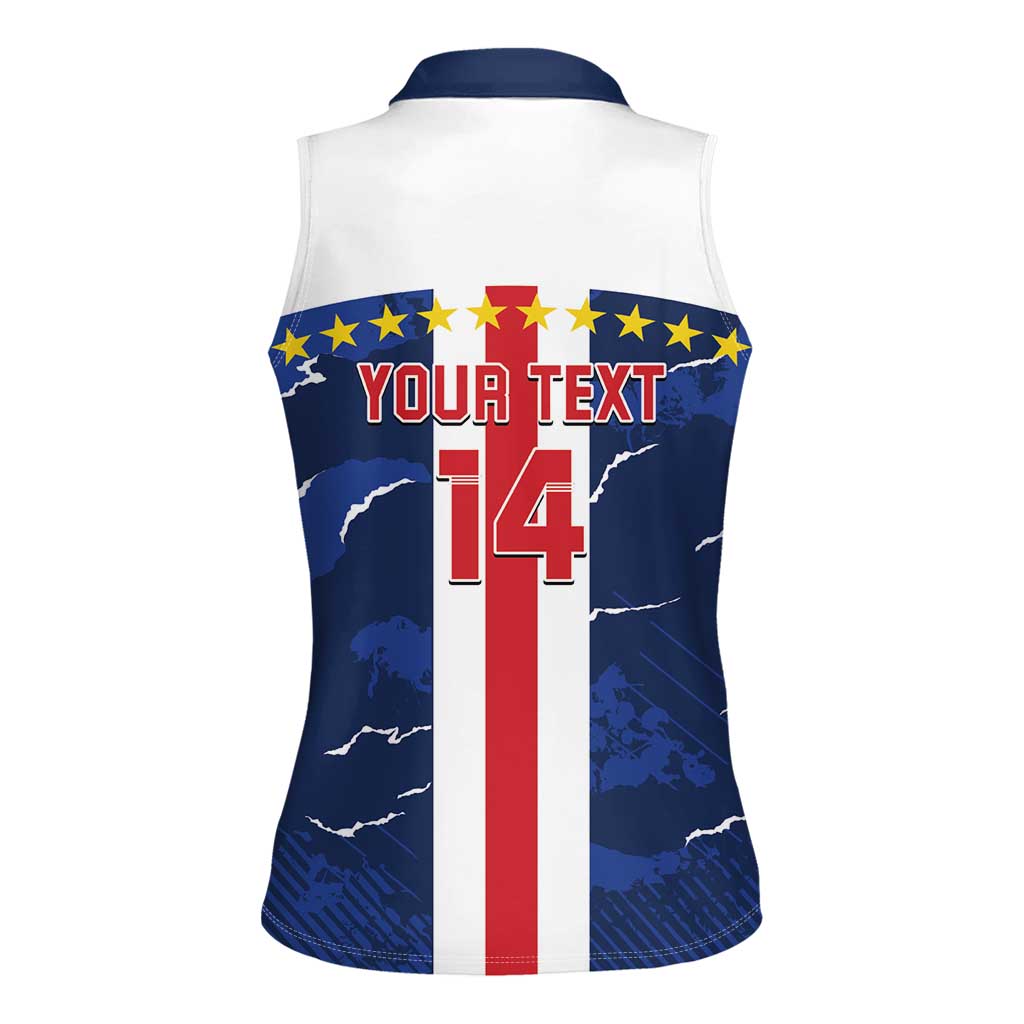 Custom Cape Verde Football Women Sleeveless Polo Shirt Go Blue Sharks - Sporty Version - Wonder Print Shop