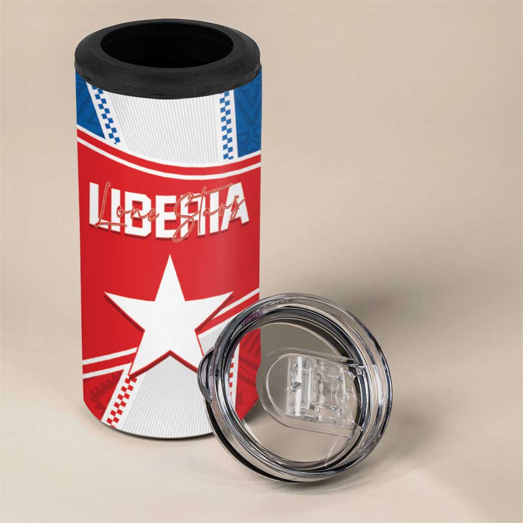 Custom Liberia Football 4 in 1 Can Cooler Tumbler Go Lone Stars - Sporty Style - Wonder Print Shop