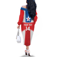 Custom Liberia Football Family Matching Off The Shoulder Long Sleeve Dress and Hawaiian Shirt Go Lone Stars - Sporty Style - Wonder Print Shop