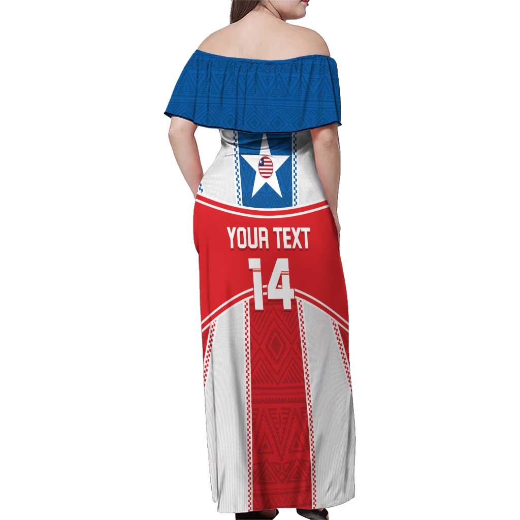 Custom Liberia Football Family Matching Off Shoulder Maxi Dress and Hawaiian Shirt Go Lone Stars - Sporty Style - Wonder Print Shop