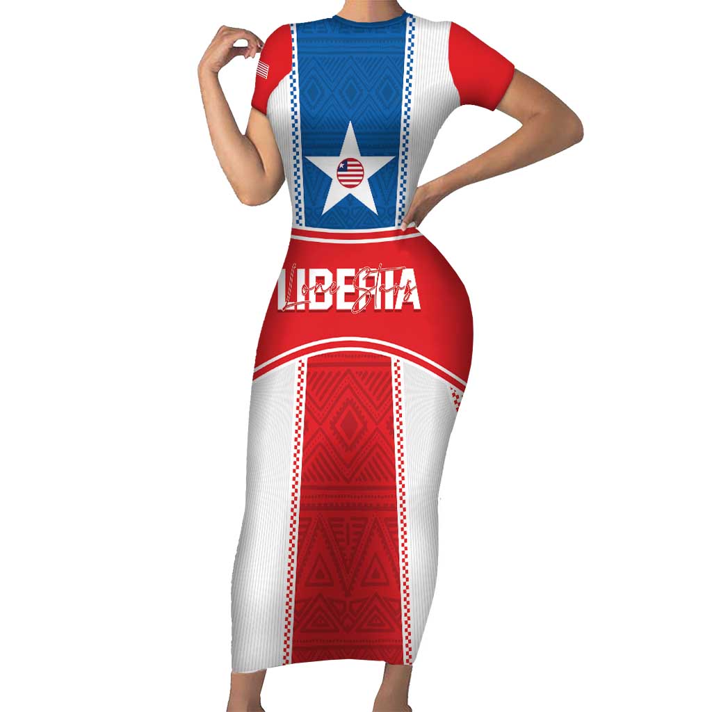 Custom Liberia Football Family Matching Short Sleeve Bodycon Dress and Hawaiian Shirt Go Lone Stars - Sporty Style - Wonder Print Shop