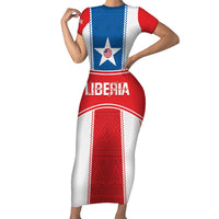 Custom Liberia Football Family Matching Short Sleeve Bodycon Dress and Hawaiian Shirt Go Lone Stars - Sporty Style - Wonder Print Shop