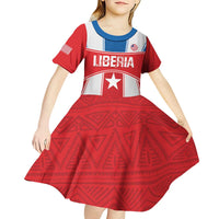 Custom Liberia Football Kid Short Sleeve Dress Go Lone Stars - Sporty Style - Wonder Print Shop