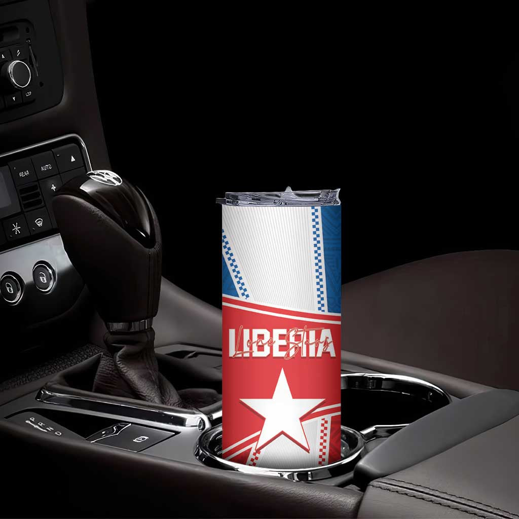 Custom Liberia Football Skinny Tumbler Go Lone Stars - Sporty Style - Wonder Print Shop