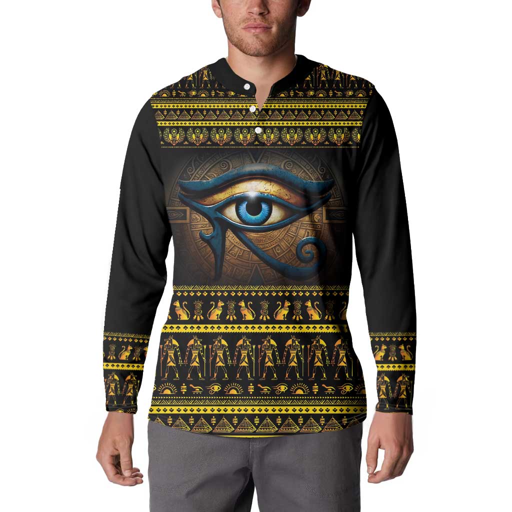 Ancient Egypt Eye Of Ra Button Sweatshirt Sun To The Egyptians - Wonder Print Shop