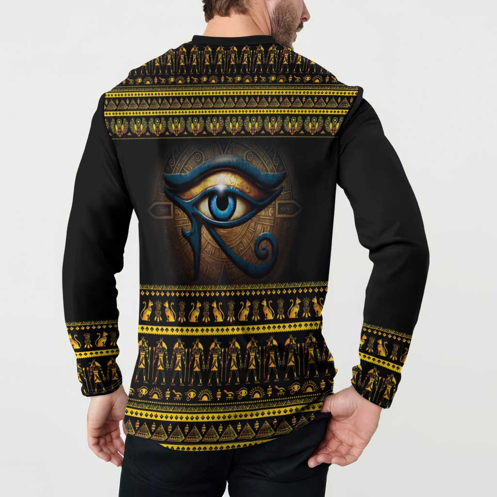 Ancient Egypt Eye Of Ra Button Sweatshirt Sun To The Egyptians - Wonder Print Shop