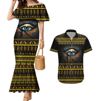 Ancient Egypt Eye Of Ra Couples Matching Mermaid Dress and Hawaiian Shirt Sun To The Egyptians - Wonder Print Shop