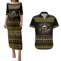 Ancient Egypt Eye Of Ra Couples Matching Puletasi and Hawaiian Shirt Sun To The Egyptians - Wonder Print Shop