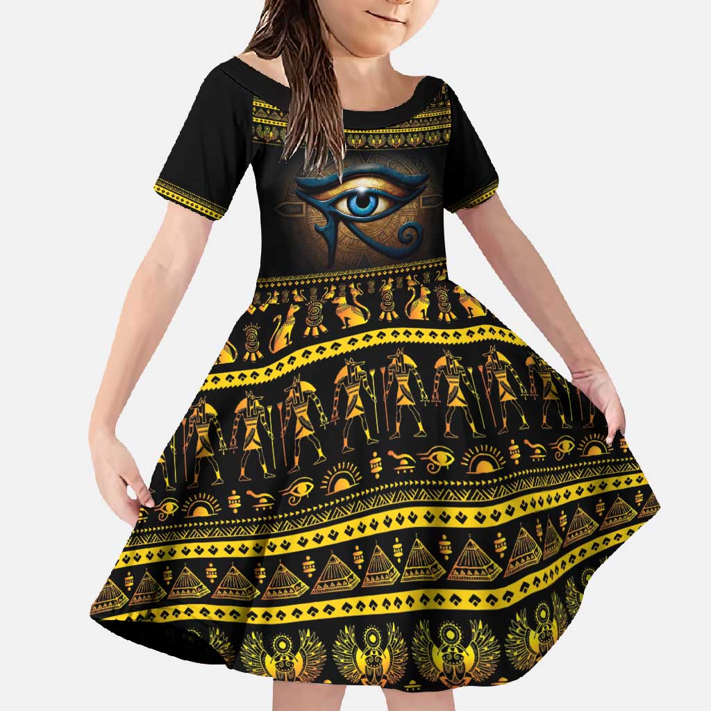 Ancient Egypt Eye Of Ra Family Matching Mermaid Dress and Hawaiian Shirt Sun To The Egyptians - Wonder Print Shop