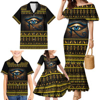Ancient Egypt Eye Of Ra Family Matching Mermaid Dress and Hawaiian Shirt Sun To The Egyptians - Wonder Print Shop