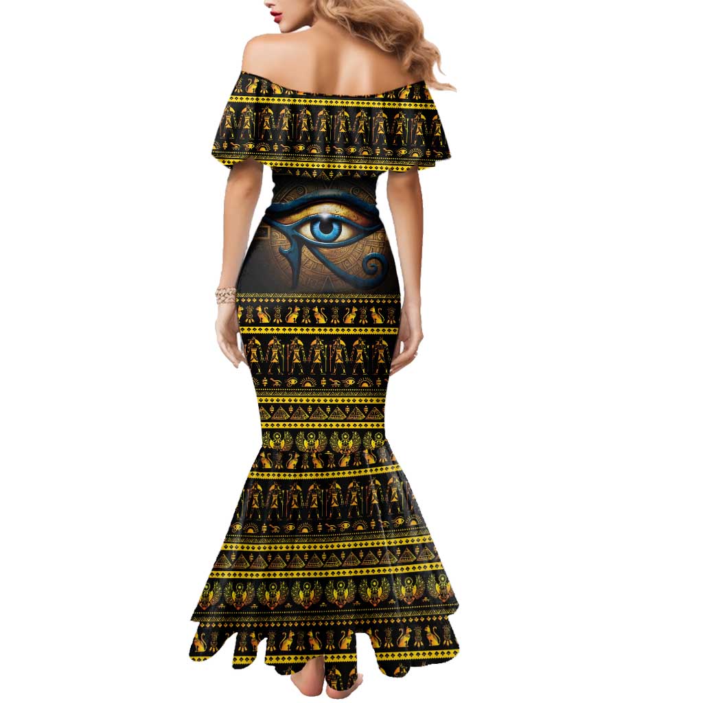 Ancient Egypt Eye Of Ra Family Matching Mermaid Dress and Hawaiian Shirt Sun To The Egyptians - Wonder Print Shop